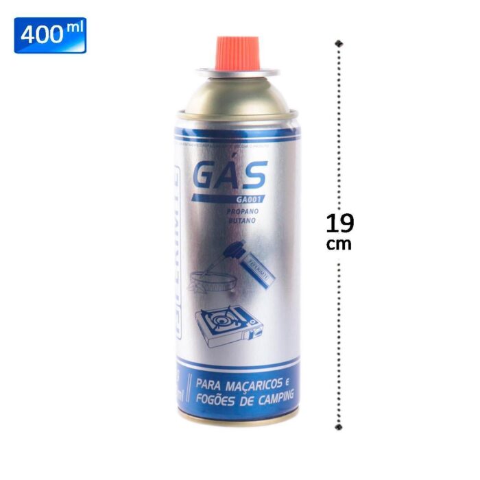 Refil de Gás Butano e Propano – Ideal para Fogões e Maçaricos: Mantenha seus fogões de camping e maçaricos sempre prontos para uso com nosso refil de gás. Este cartucho de 400ml / 225g proporciona uma recarga rápida e eficiente. Perfeito para uso multiuso, é simples de manusear e garante praticidade em suas atividades.